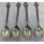 FOUR 1800 STANDARD SILVER SPOONS WITH GALLION FINIAL'S