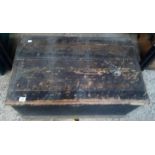 BLACK PAINTED WOOD CHEST WITH HANDLES