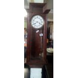 OAK CASED CHIMING PENDULUM CLOCK WITH BRASS FACE