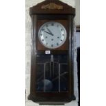 OAK FRAMED KIENZLE GERMAN WALL CLOCK WITH PENDULUM