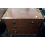 PAINTED PINE CHEST OF 2 LONG & 2 SHORT DRAWERS