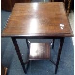 INLAID MAHOGANY PLANT TABLE WITH SHELF