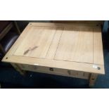 RUSTIC PINE COFFEE TABLE WITH DRAWER