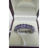 SILVER ETERNITY RING PURPLE STONES, SIZE 0