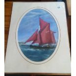 TOM UREN, AN OIL PAINTING OF BRIXHAM TRAWLER, PROVIDENT IN TORBAY, OVAL SIGNED