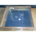 GLASS TOP DISPLAY CASE & CONTENTS