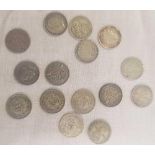 SIXTEEN VICTORIAN & LATER SILVER THREE PENNIES