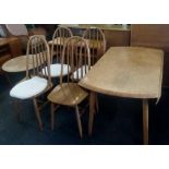 PRIORY DROP FLAP DINING TABLE WITH 6 MATCHING STICK BACK CHAIRS