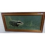 ORIGINAL OIL PAINTING OF A BADGER BY KARL TAYLOR