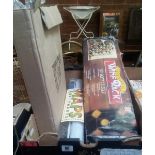 CARTON WITH WOODEN WINE RACK, MAPS, CHARTS & LARDER STAND IN BOX