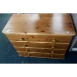 MODERN STRIPPED PINE CHEST F 4 DRAWERS A/F