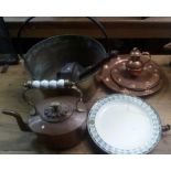 BRASS JAM PAN, COPPER KETTLE,COPPER DISHES & COPPER SCOOP
