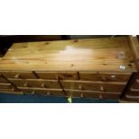 LOW PINE CHEST OF 3 SHORT & 4 LONG DRAWERS