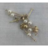 A PAIR OF 9ct & PEARL EAR PENDANTS