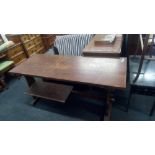 STAINED PINE KITCHEN / GARDEN TABLE 4FT 8'' LONG