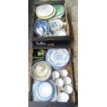 TWO CARTONS OF MIXED CHINAWARE INCL; BLUE & WHITE, PART SPODE COPELAND CHINA COFFEE SET, VARIOUS