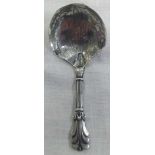 A VICTORIAN SILVER CADDY SPOON WITH ENGRAVED BAND - B'HAM 1860 G.UNITE