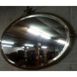 UNUSUAL BRASS FRAMED ART NOUVEAU BEVELLED EDGE MIRROR