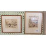 TWO SKETCHES OF MARKET SCENES, SIGNED