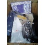 CARTON WITH THREE SHIRTS, SCARF, TIES & SMALL BATHROOM TOWEL SET