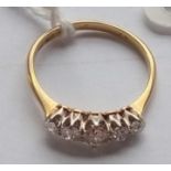 18CT GOLD 5 STONE DIAMOND RING