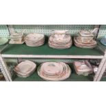 TWO SHELVES OF GOOD 1930'S BURLEY DINNER WARE (WATER LILLY DESIGN)