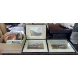 SMALL CARTON OF RECORDS & 3 F/G PICTURES DARTMOOR TORS/TEIGN VALLEY