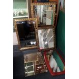 FIVE GILT FRAMED & OTHER WALL MIRRORS