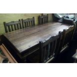 LARGE RUSTIC DINING TABLE (5FT9'' X 3FT) WITH 6 MATCHING DINING CHAIRS