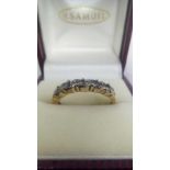 9ct GOLD TANZANITE & DIAMOND ½ ETERNITY RING