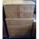 CHEST OF 4 DRAWERS WITH CUPBOARD ABOVE BY PRIORY FURNITURE