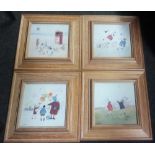 COLLECTION OF FOUR WOOD FRAMED PRINTS BY JANET LEDGER