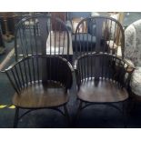 PAIR OF OLD COLONIAL ERCOL SPINDLE BACK CARVER CHAIRS