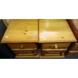 PAIR OF SMALL PINE BEDSIDE CABINETS