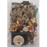 TWO CARTONS OF MIXED COSTUME JEWELLERY INCL; NECKLACES & EARNINGS