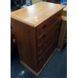 PINE CHEST OF 6 DRAWERS WITH BRASS DROP HANDLES