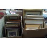 TWO CARTONS OF F/G PICTURES INCL; WATERCOLOURS