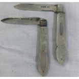 TWO SILVER & M.O.P FRUIT KNIVES