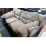 DARK BROWN VELOUR SETTEE APPROX 6FT LONG & MATCHING FOOT REST