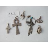 Two silver crosses & silver earrings etc.