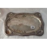 A shaped oblong dressing table tray decorated with vine motifs - 13" wide - B'ham 1913 - 310gms
