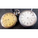A rolled gold gents slim pocket watch by WALTHAM & gents silver WALTHAM pocket watch with seconds