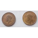 Two halfpennies 1933 and 1934 - with lustre