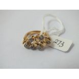 AN OLD CUT DIAMOND DESINGER RING IN 18CT GOLD - size M - 7.6gms