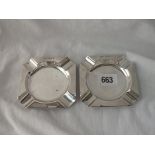A pair of octaganle ash trays - 3.5" wide - B'ham 1942 -87gms
