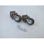 A pair of silver & marcasite art deco earrings