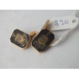 A pair of regimental rectangular cufflinks by S KOMAI (unboxed) in 14ct gold " Royal Munster