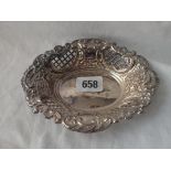 A shaped oval embossed dish - 6" wide - London 1965 - 78gms