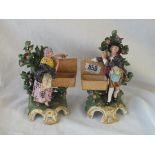 A pair of Samson figures after Derby originals, 6" high