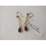 A pair of amethyst drop earrings